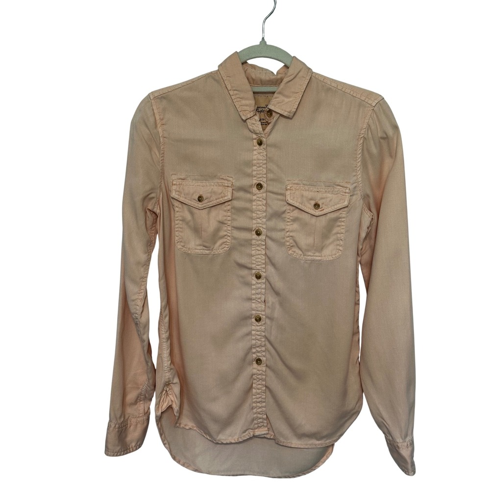 American Eagle Peach Utility Button-Up Shirt XS Y2K Safari Style